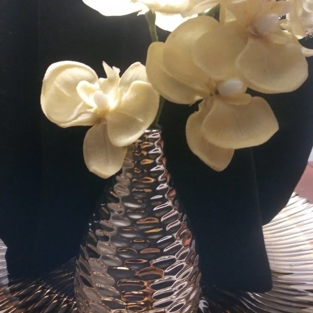 Final Price - Miniature Silver Artificial Orchid Vase